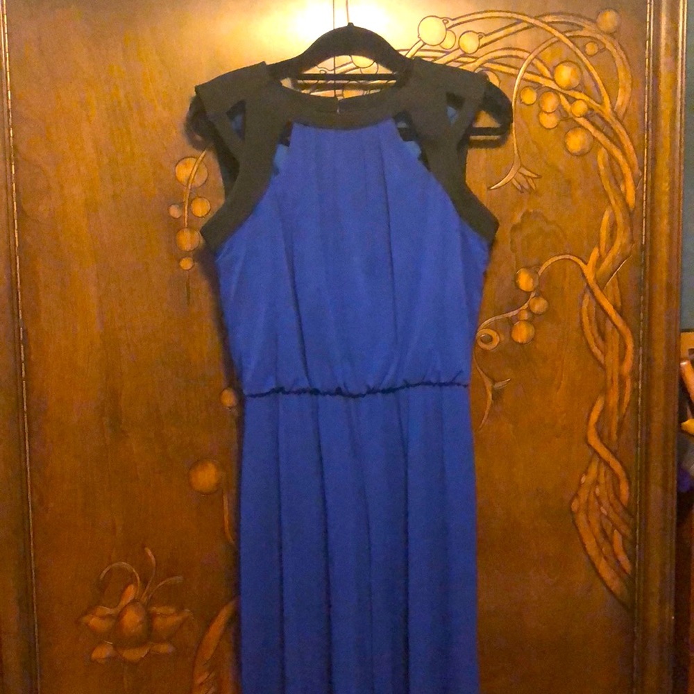 Lovposh blue polyester pantsuit with modern collar design